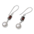 Pearl & garnet dangle earrings, 'Pure Passion' - Pearl and Garnet Sterling Silver Earrings (image 2c) thumbail