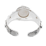 Citrine and garnet cuff bracelet, 'Imperial Woman' - Handcrafted Sterling Silver Cuff Bracelet from Indonesia