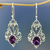 Amethyst dangle earrings, 'Queen of Hearts' - Sterling Silver and Amethyst Dangle Earrings thumbail