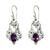 Amethyst dangle earrings, 'Queen of Hearts' - Sterling Silver and Amethyst Dangle Earrings thumbail