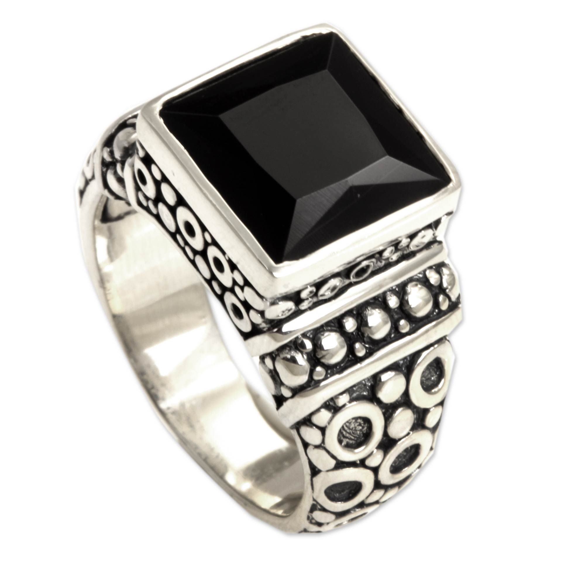 Kiva Store Men S Sterling Silver And Onyx Ring Midnight Shadow