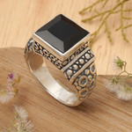 Men's onyx ring, 'Midnight Shadow' - Men's Sterling Silver and Onyx Ring