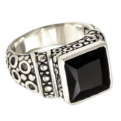 Men's onyx ring, 'Midnight Shadow' - Men's Sterling Silver and Onyx Ring