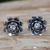 Blue topaz flower earrings, 'Blue-Eyed Lotus' - Sterling Silver and Blue Topaz Button Earrings thumbail