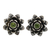 Peridot flower earrings, 'Green-Eyed Lotus' - Unique Floral Peridot Sterling Silver Button Earrings thumbail