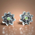 Peridot flower earrings, 'Green-Eyed Lotus' - Unique Floral Peridot Sterling Silver Button Earrings