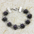 Amethyst link bracelet, 'Sacred Lilac Lotus' - Silver and Amethyst Lotus Bracelet Artisan Crafted Jewelry thumbail