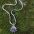 Amethyst flower necklace, 'Sacred Lilac Lotus' - Hand Crafted Floral Amethyst and Sterling Silver Necklace (image 2b) thumbail