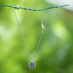 Amethyst flower necklace, 'Sacred Lilac Lotus' - Hand Crafted Floral Amethyst and Sterling Silver Necklace
