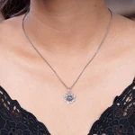 Amethyst flower necklace, 'Sacred Lilac Lotus' - Hand Crafted Floral Amethyst and Sterling Silver Necklace