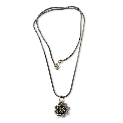 Citrin-Blumen-Halskette - Citrin- und Silberblumen-Halskette