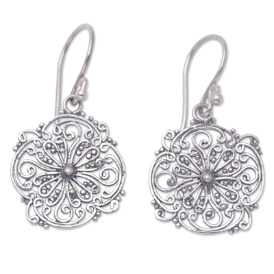 Sterling silver filigree earrings, 'Remembrance' - Floral Sterling Silver Earrings from Indonesia