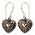 Sterling silver heart earrings, 'Sweetheart' - Gold Accent Heart Shaped Dangle Earrings thumbail