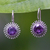 Amethyst drop earrings, 'Radiant Sunbeams' - Amethyst Sterling Silver Drop Earrings (image 2) thumbail