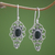 Onyx dangle earrings, 'Precious Night' - Floral Onyx Sterling Silver Dangle Earrings (image 2) thumbail