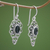 Onyx dangle earrings, 'Precious Night' - Floral Onyx Sterling Silver Dangle Earrings (image 2b) thumbail