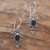 Onyx dangle earrings, 'Precious Night' - Floral Onyx Sterling Silver Dangle Earrings (image 2c) thumbail