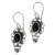 Onyx dangle earrings, 'Precious Night' - Floral Onyx Sterling Silver Dangle Earrings