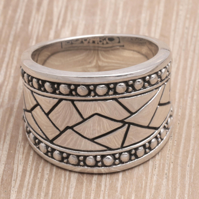 Men's sterling silver ring, 'Emperor' - Men's Handcrafted Sterling Silver Band Ring