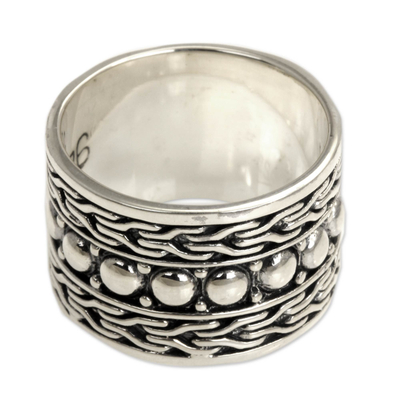 Men's sterling silver ring, 'Warrior' - Men's Handcrafted Sterling Silver Band Ring