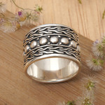 Men's sterling silver ring, 'Warrior' - Men's Handcrafted Sterling Silver Band Ring