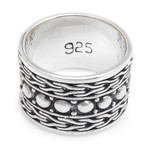 Men's sterling silver ring, 'Warrior' - Men's Handcrafted Sterling Silver Band Ring