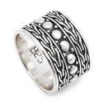 Men's sterling silver ring, 'Warrior' - Men's Handcrafted Sterling Silver Band Ring