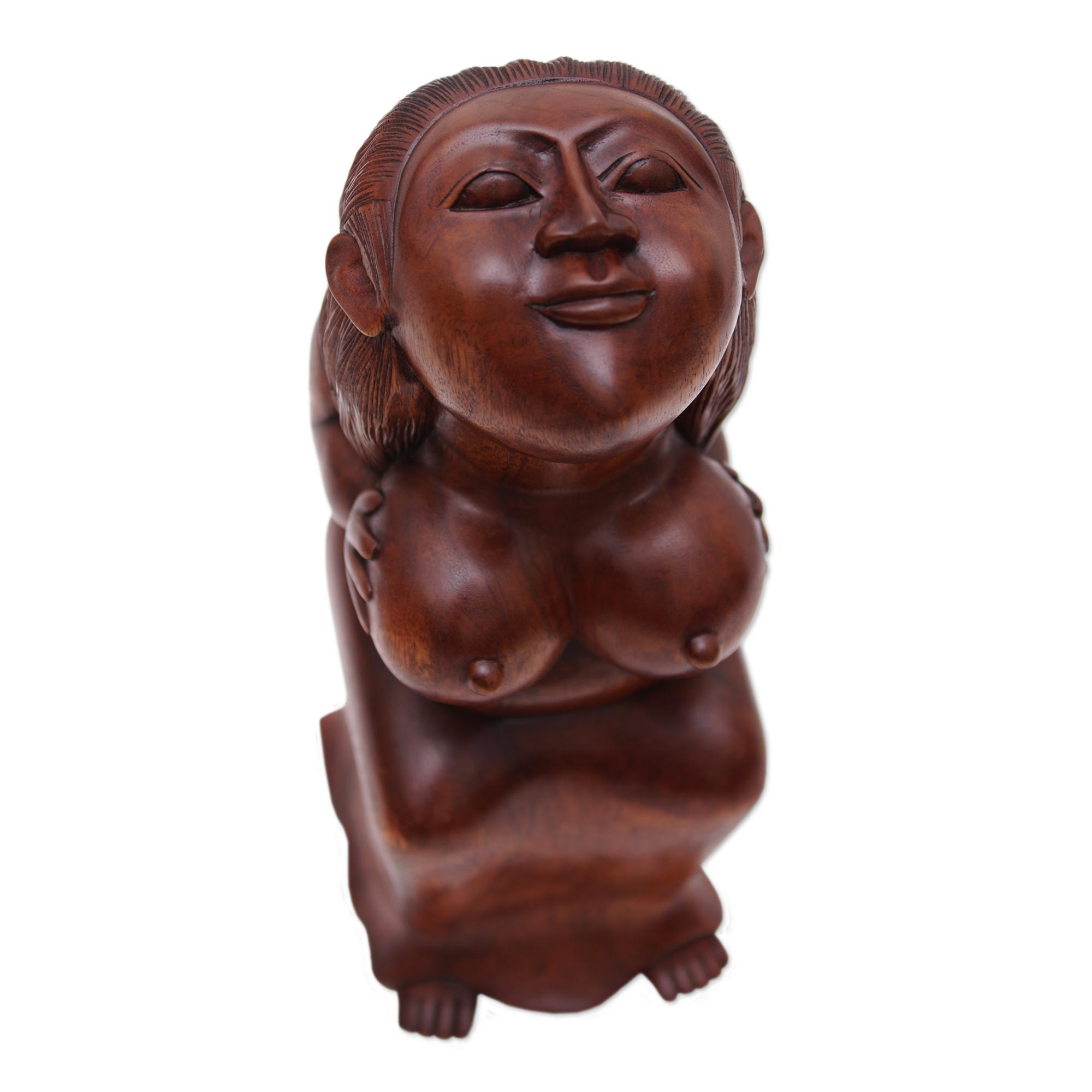 Handmade Female Form Wood Sculpture - Bosom | NOVICA