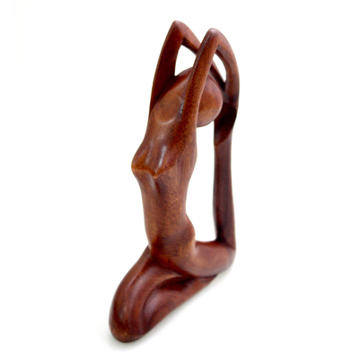 Wood sculpture, 'Gymnastics' - Hand Carved Original Wood Sculpture