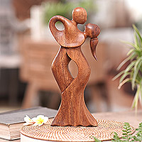 Wood sculpture, 'Tango Couple' - Fair Trade Romantic Wood Dancing Sculpture