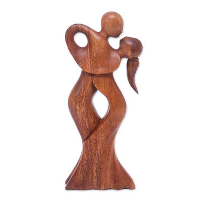 Wood sculpture, 'Dancing Couple' - Fair Trade Romantic Wood Sculpture