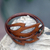 Leather wrap bracelet, 'Lucky Leaf' - Brown Leather Wristband Bracelet (image 2b) thumbail