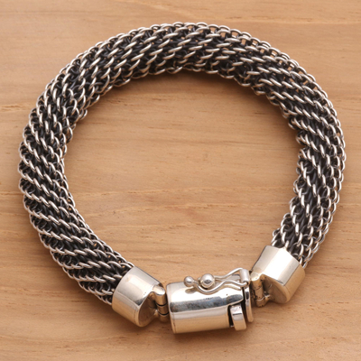 Sterling silver braided bracelet, 'Eternity' - Sterling Silver Chain Bracelet