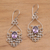 Amethyst filigree earrings, 'Bali Dynasty' - Hand Crafted Sterling Silver and Amethyst Earrings (image 2) thumbail
