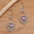 Amethyst filigree earrings, 'Bali Dynasty' - Hand Crafted Sterling Silver and Amethyst Earrings (image 2b) thumbail