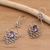 Amethyst filigree earrings, 'Bali Dynasty' - Hand Crafted Sterling Silver and Amethyst Earrings (image 2c) thumbail
