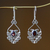 Garnet filigree earrings, 'Bali Dynasty' - Sterling Silver and Garnet Dangle Earrings (image 2) thumbail