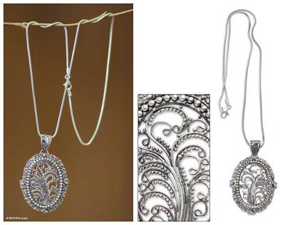 Sterling silver filigree necklace, 'Sanctuary' - Sterling Silver Filigree Necklace