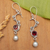 Pendientes colgantes de perlas y granates - Pendientes colgantes de perlas y granates