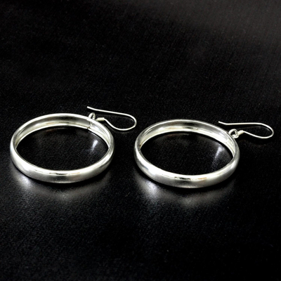 Sterling silver dangle earrings, 'Perfect Halo' - Hand Crafted Sterling Silver Dangle Earrings