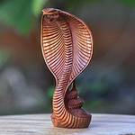 Escultura de serpiente de madera tallada a mano, 'Cobra'