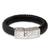 Men's sterling silver and leather braided bracelet, 'Emperor' - Men's Braided Leather and Silver Wristband Bracelet thumbail