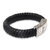 Men's sterling silver and leather braided bracelet, 'Emperor' - Men's Braided Leather and Silver Wristband Bracelet (image 2b) thumbail