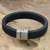 Men's sterling silver and leather bracelet, 'Virile' - Men's Leather and Sterling Silver Bracelet (image 2) thumbail
