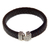 Men's sterling silver and leather bracelet, 'Virile' - Men's Leather and Sterling Silver Bracelet (image 2a) thumbail