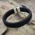 Men's sterling silver and leather bracelet, 'Virile' - Men's Leather and Sterling Silver Bracelet (image 2b) thumbail