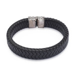 Men's sterling silver and leather bracelet, 'Virile' - Men's Leather and Sterling Silver Bracelet