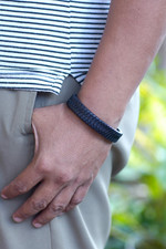 Men's sterling silver and leather bracelet, 'Virile' - Men's Leather and Sterling Silver Bracelet