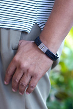 Men's sterling silver and leather bracelet, 'Virile' - Men's Leather and Sterling Silver Bracelet