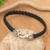 Men's sterling silver and leather bracelet, 'Together' - Handmade Men's Braided Leather Bracelet (image 2) thumbail